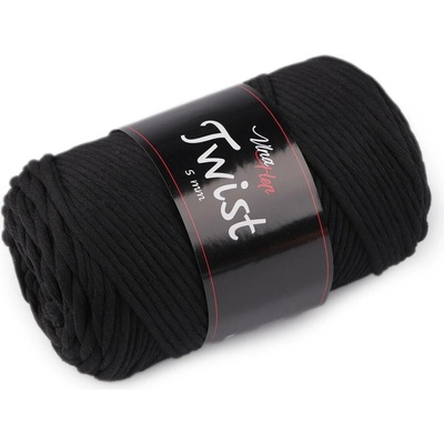 Bavlněná pletací příze Twist macrame 500 g rozčesávací, střední, 13 (8001) černá