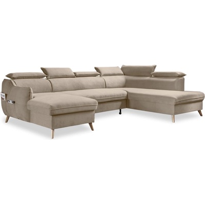 Miuform Бежов кадифен U-образен ъглов диван (десен ъгъл) Sweet Harmony - Miuform (832MO232)