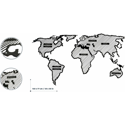 Designová dřevěná mapa světa LINE L120 - Adventurer - 150 x 70 cm