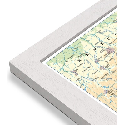 Excart Maps ČR - nástěnná obecně zeměpisná mapa 198x126 cm Varianta: mapa v dřevěném rámu, Provedení: Pegi bílý