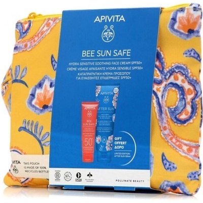 APIVITA Промо Слънцезащитен крем чувствителна кожа + крем след слънце , NEW -25 % Apivita Bee Sun Safe Hydra Sensitive Soothing Face Cream SPF50+ 50 ml + Gift After Sun Face & Body Gel-Cream 100 ml