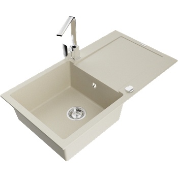 Mexen Leo гранитна кухненска мивка с 1 корито със сушилник и кухненски (6501-69-670300-00)