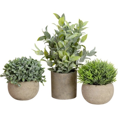Set 3ks umělých rostlin v květináčích, 25cm