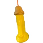  Бутилка със сламка във формата на пенис - Plastic Penis Bottle Yellow (D-241822)