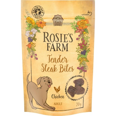 Rosies Farm Snacks Adult Tender Steak Bites kuracie 3 x 70 g