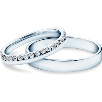 SAVICKI Брачни халки Dream: 585 бяло злато, лабораторни диаманти, плоски, 3 мм