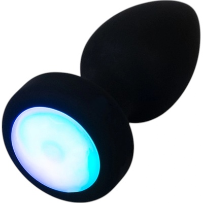 Anos - светещ, вибриращ анален плъг (черен)