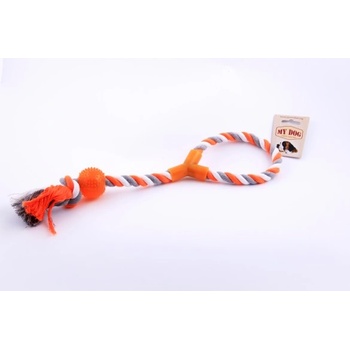 Играчка от памучно въже с гумена топка 41см - 0.1кг