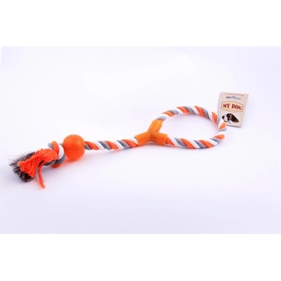 Играчка от памучно въже с гумена топка 41см - 0.1кг