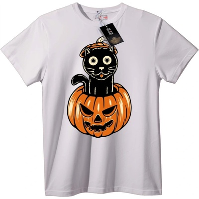 NOONEBRAND Тениска Коте върху тиква за Halloween - 7XL, Black