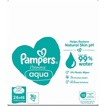 Pampers Vlhčené ubrousky Harmonie Aqua 24 x 48 ks