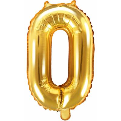PARTY DECO Balonky Foliový balónek, 35cm, číslice "0", zlatý