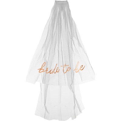 PartyDeco Elegantný závoj Bride to be - Biely 63 cm