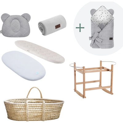 Sleepee Súprava Royal Baby s košíkom a matracom Basic sivá + perinka zdarma