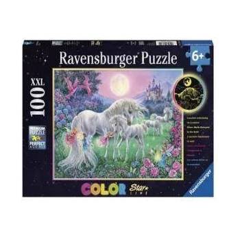 Ravensburger Пъзел Ravensburger светещ 100 елемента, Еднорози в лунна светлина, 7013670