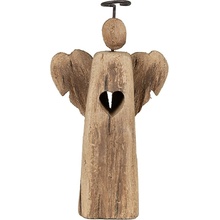 Clayre & Eef Dekorácia drevený anjel Antique so srdiečkom - 13*5*22 cm