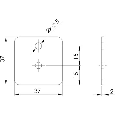 neuvedená Pozinkovaná oceľová krytka pre profil ZN/C35x35x2
