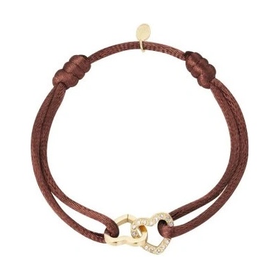 Ornamenti pozlacený náramek double Hearts dark brown gold OOR300197