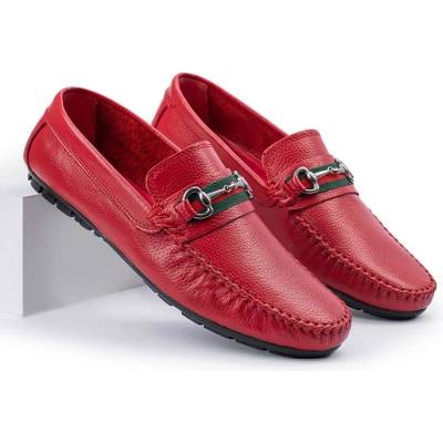 Alexander garcia Мъжки мокасини от естествена кожа - Червени 20230321113 (381525_Червен)
