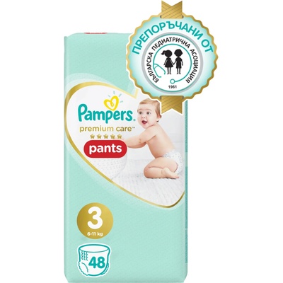 Pampers Бебешки пелени гащи Pampers - Premium Care 3, 48 броя (1100004147)