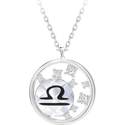 Preciosa Strieborný náhrdelník s českým krištáľom váhy sparkling zodiac 6150 90