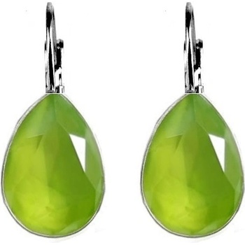 Swarovski Elements Pear stříbrné visací zelené slzičky kapky 51056.3 Lime zelená světlá limetková zelenkavá