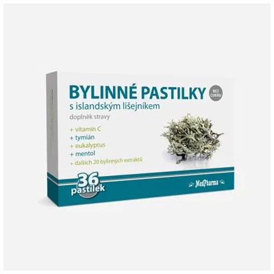 MedPharma Bylinné pastilky bez cukru s islandským lišajníkom 36 pastiliek