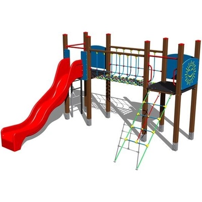 Playground System sestava se skluzavkou a lanovým mostem 4U205K15 celokovová