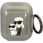 Karl Lagerfeld черен брокатен калъф за AirPods 1/2 Karl&Choupette (KLA2HNKCTGK)