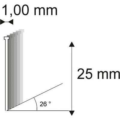 Truhlářské Brady šikmé 26° Narex 500/25 - 1 x 25 mm - 5.000 ks