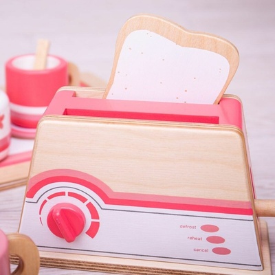 Bigjigs Toys dřevěný toaster růžový