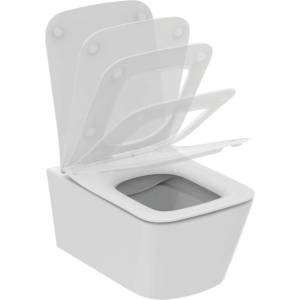 Ideal Standard Комплект за окачена тоалетна чиния Ideal Standard Atelier Blend Cube, бял, с капак с плавно затваряне (T368601+T521101)
