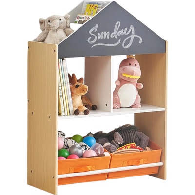 Ginger Home Етажерка за играчки и книжки с черна дъска за писане Ginger Home - Къщичка (TF6747)