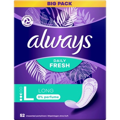 Always Daily Fresh Long slipové vložky bez parfumácie 52 ks