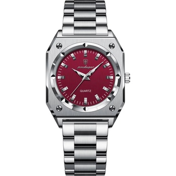 Poedagar Дамски часовник Poedagar CS1905, неръждаема стомана, сребрист, бордо циферблат (CS1905)