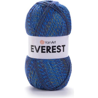 Yarn Art příze Everest 7043 variace modré s cihlovou a zelenožlutou nitkou