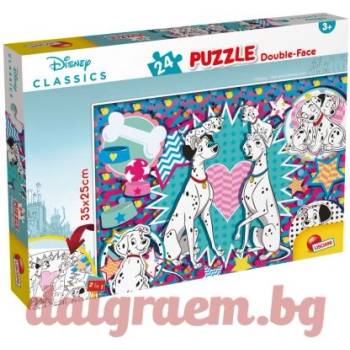 Lisciani Пъзел lisciani 99474 - 24 части - 101 Далматинци, двулицев пъзел (li99474)