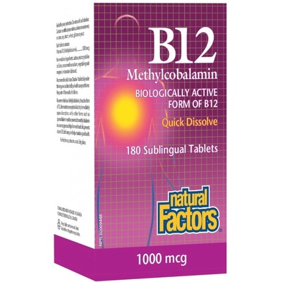 Natural Factors B12 Methylcobalamin 1000 mcg [180 Подезични таблетки ]