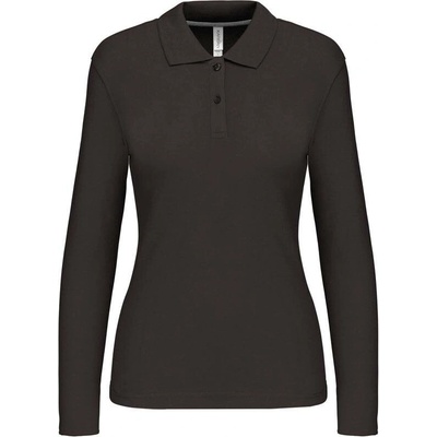 Kariban K244 Dámske piqué polo s dlhým rukávom sivá Dark