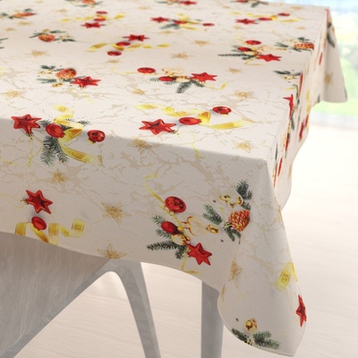 Biante vianočný štvorcový obrus Parma PM-137 Vianočné ozdoby s vetvičkami na zlato-béžovom 70x70 cm