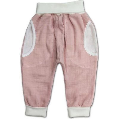 Dětské mušelínové kalhoty pudrová