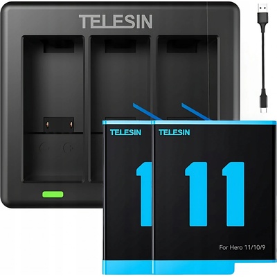 Telesin 3-slot nabíjačka na GoPro Hero 9 / Hero 10 + batérie 2ks GP-BTR-903