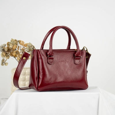 Ammyla kožená kabelka Stella Mini Style burgundy červená