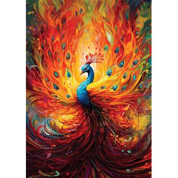 Image 1 of Art Puzzle - Puzzle Colorful Peacock - 1 500 piese