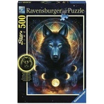 Ravensburger Светещ пъзел Ravensburger от 500 части - Вълчи поглед (12000442)