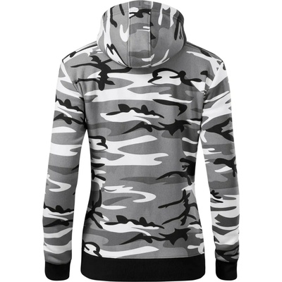Mikina dámska trendy zipper s kapucňou šedý maskáč