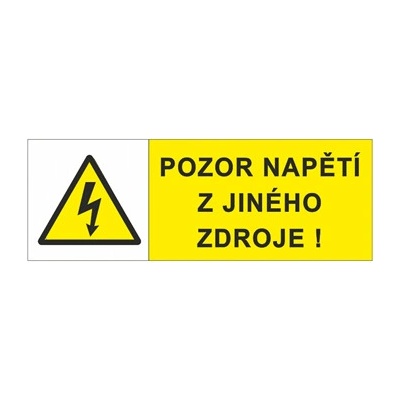 Nálepka "Pozor napětí z jiného zdroje" 7,4 x 2,6cm