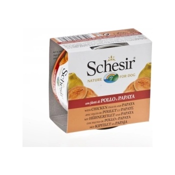 Schesir Chicken Fillet And Papaya -Консервирана храна за израснали кучета с пилешки филенца и папая, 150 гр
