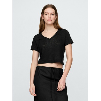 GAP Ленено кроп тениска GAP GAP | Cheren | ЖЕНИ | XXS