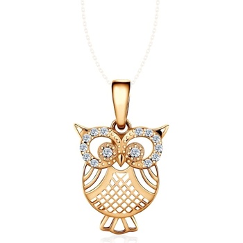 SAVICKI Висулка със сова savicki: жълто злато, цирконий